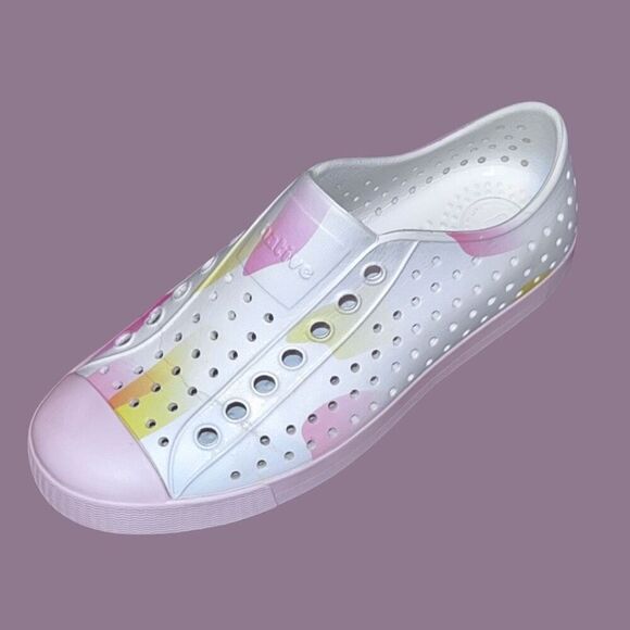 Native Shoes Shell White/Calm Pink/Calm Blob Jefferson Adult Slip-On Navy Sneake - Picture 8 of 8